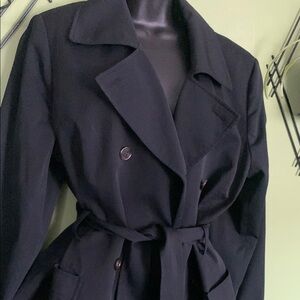 Style & Co Women's Black Double-Breasted Trench Coat
